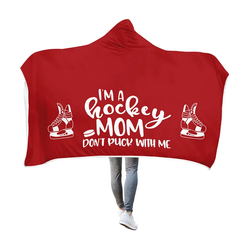 Sports Mom Hooded Blanket Cozy Winter Quilt For Hockey Enthusiasts