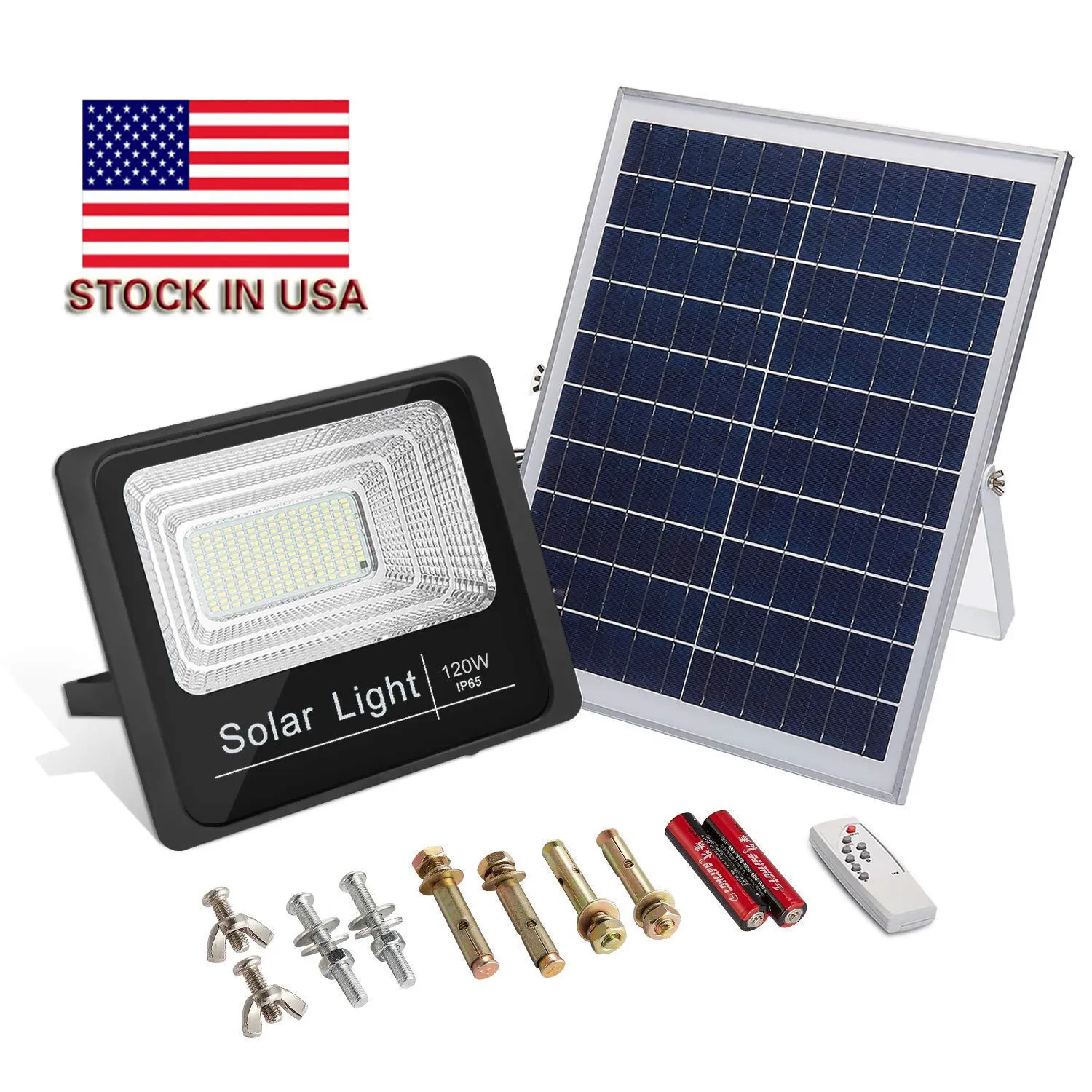 Stock In US + 10W 25W 40W 100W 120W Solar Led Floodlights Solar Outdoor Led Flood Garden Light Waterproof