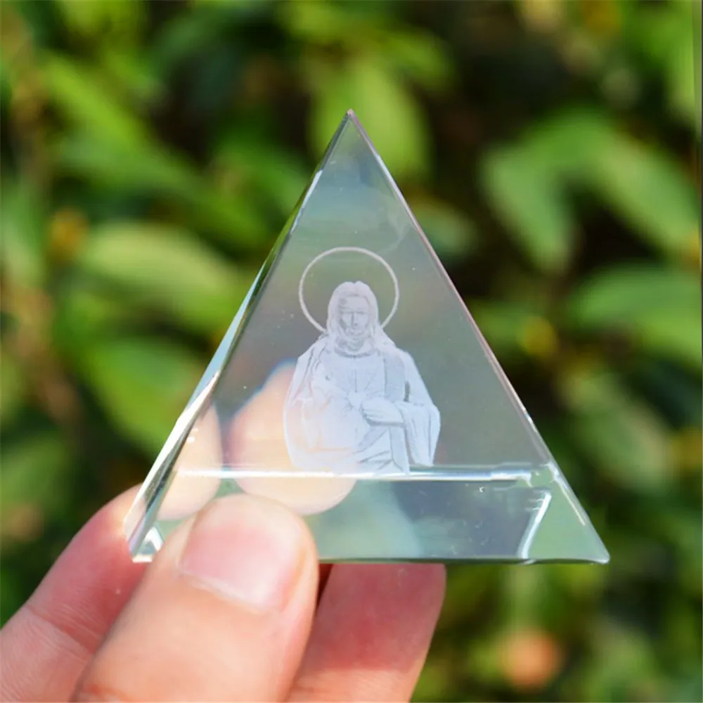 Christian Arts and Crafts Statue Crystal Glass Egyptian Pyramid Model Feng Shui Craft Gift Home Decoration Souvenir