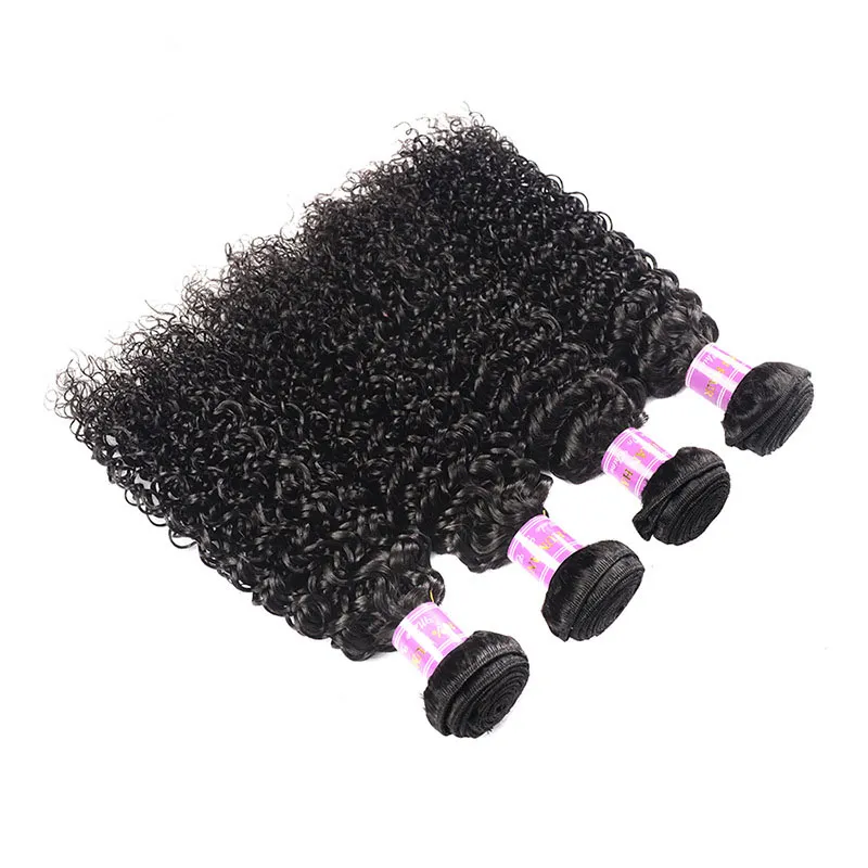 Paquetes de tramas de cabello humano brasileño virgen de color natural Paquetes de cabello rizado rizado de 8-28 pulgadas Extensiones sin procesar sin DHL