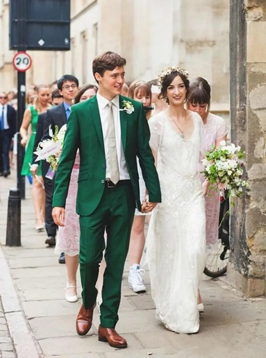 Diseño Clásico Vestido De Novia Verde Para Hombres Excelente Novio Esmoquin  Personalizar Chaqueta Blazer Hombres Cena De Negocios / Traje De Fiesta  Chaqueta + Pantalones + Corbata 526 De 73,3 €