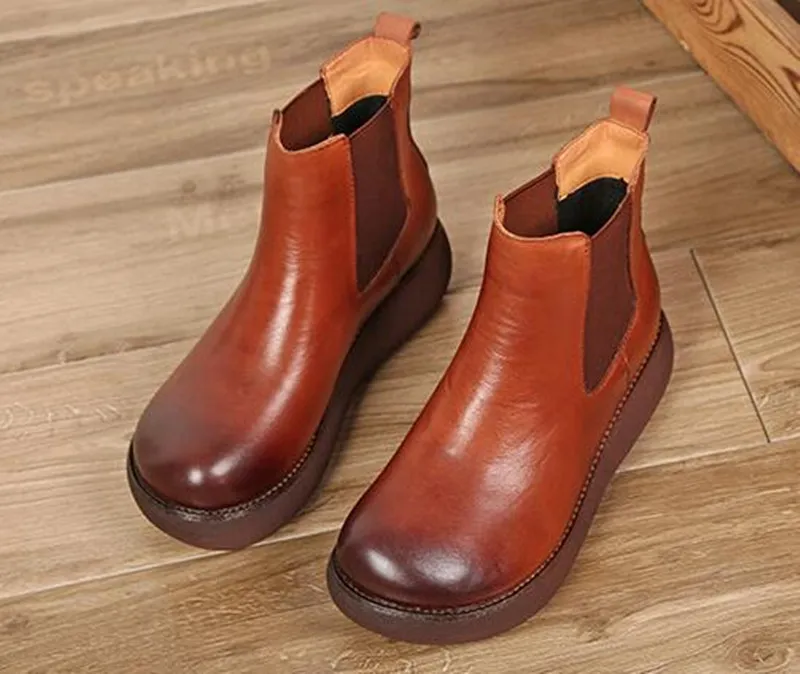 2019 Increase Platform Wedges Non-slip Winter Boots Women Shoes Martin Boots Fashion Casual Shoes Woman Genuine Leather Boots