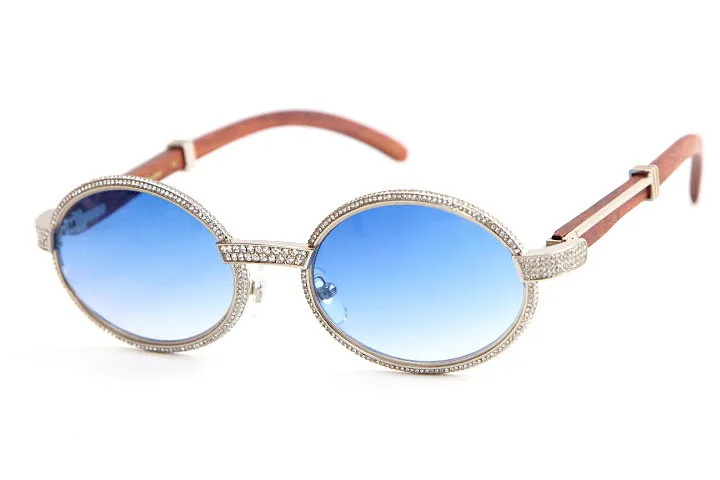 Good Quality Glasses 18K Gold Vintage Wood 7550178 Sunglasses Round Vintage Unisex High end Diamond Glasses Limited C Decoration gold frame