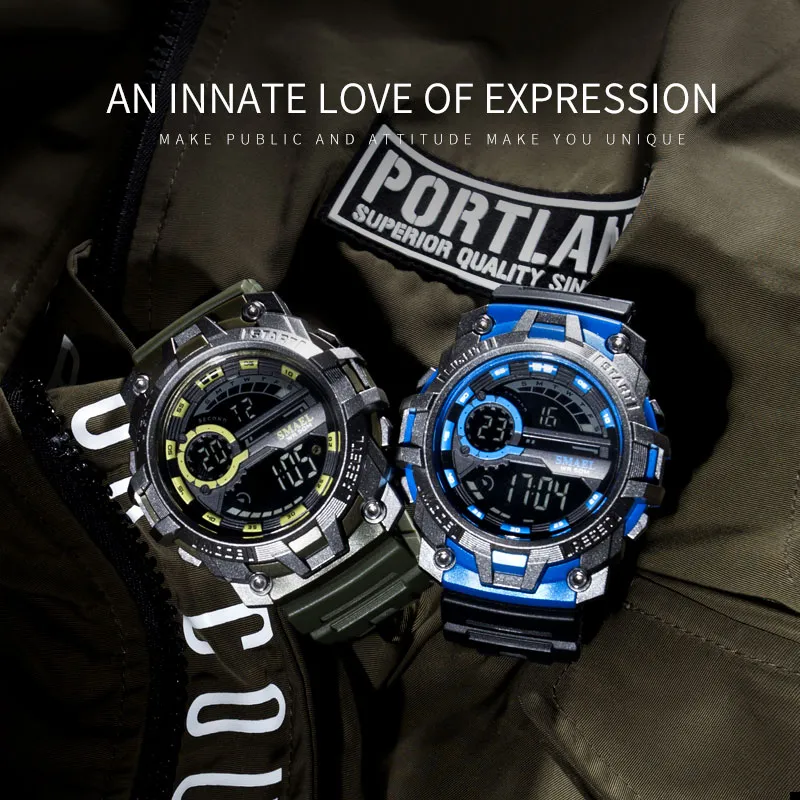 SMAEL Orologi militari di marca Esercito Retroilluminazione a LED Moda Orologio maschile Casual Orologio da uomo Quadrante grande 1701 Orologi sportivi 5Bar Impermeabile