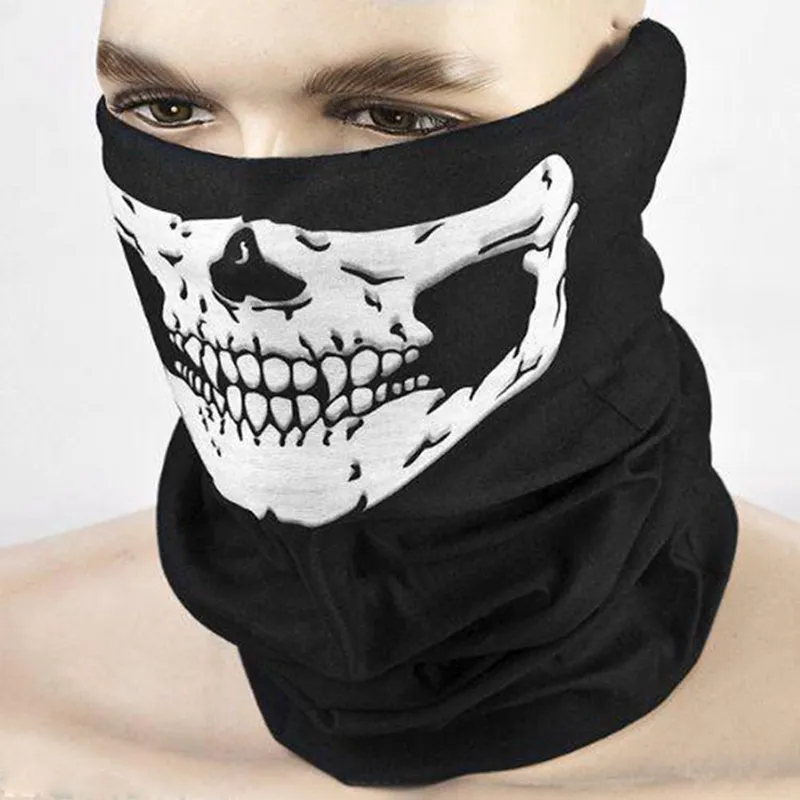 Cosplay Bicycle Ski Skull Half Face Unisex Halloween Mask Ghost Scarf Bandana Neck Warmer Party headband Magic Turban