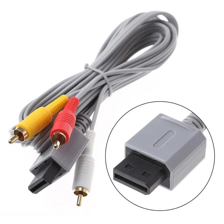 1,8m Audio Video AV-kabelkonsol Komposit 3 RCA Video Kabeldrag Tråd Huvud 480P Hög kvalitet för Nintendo Wii Console