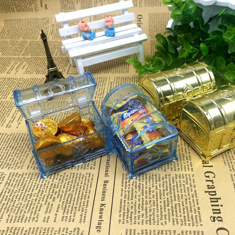 صناديق الحلوى الذهب والفضة شفافة البلاستيك الجدة الشوكولاته مربع الزفاف لصالح صناديق الطفل دش هدية مربع