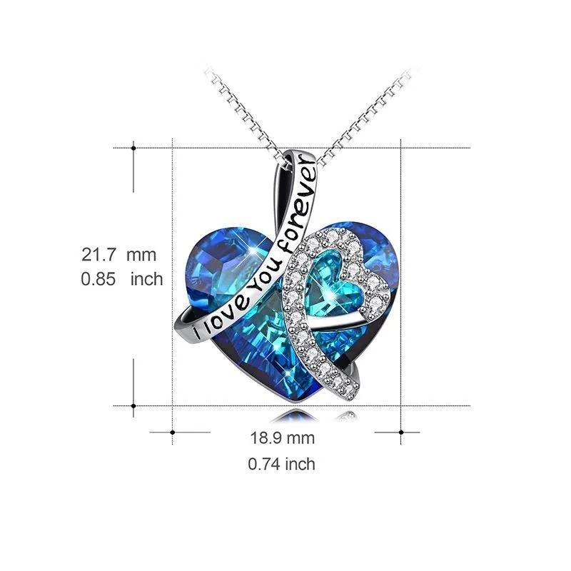 Macy's Swarovski Elements Blue Heart Pendant Necklace Sterling Silver  Retired | eBay
