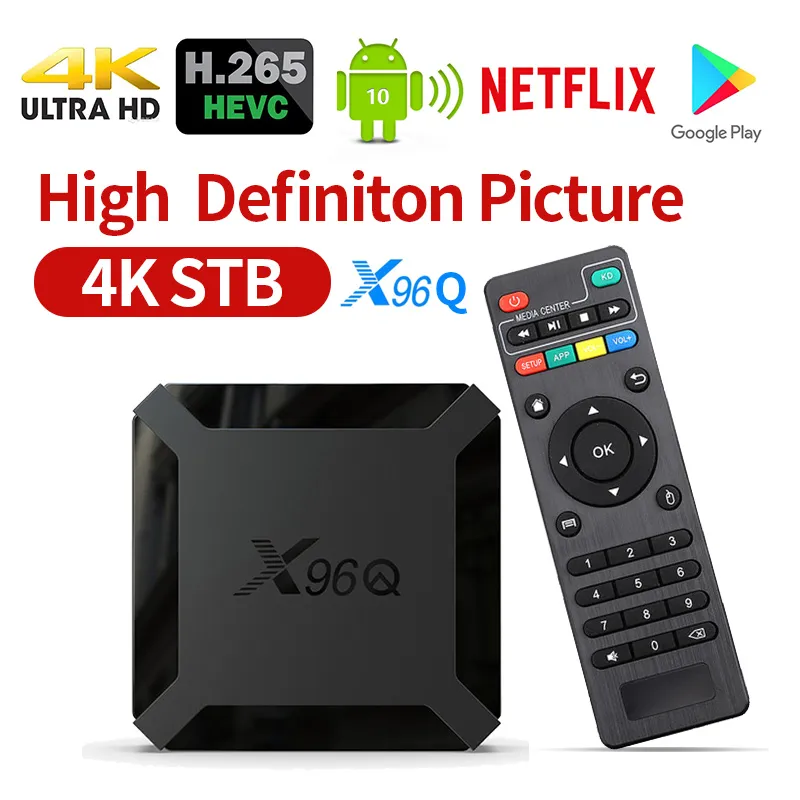 X96Q Akıllı Android 10.0 TV Kutusu Allwinner H313 Dört Çekirdek 1GB 8GB Destek 4K x96 Q Set Üst Kutu Medya Oyuncusu