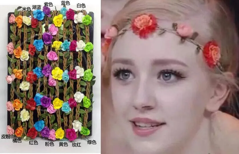 30ピースの花のクラウンヘッドバンド美しいバラの花のヘッドバンド女の子のボヘミアンスタイルの花輪の結婚式の花の花輪