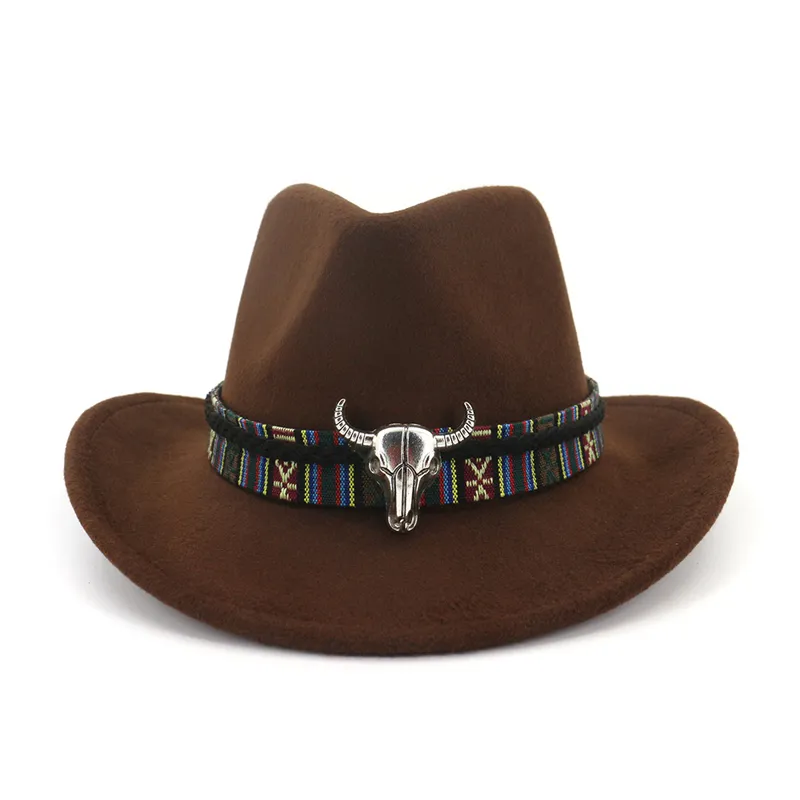 QIUBOSS Unisex Wool Felt Cowboy Hat, Adjustable Roll... From  display picture 2