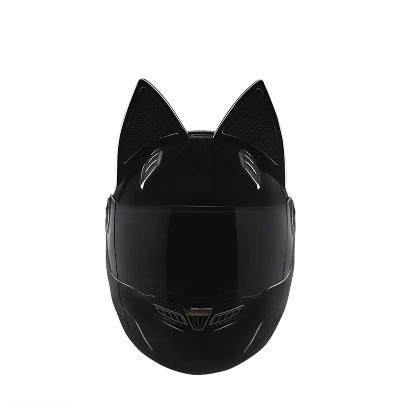  Casco integral de motocicleta con orejas de gato para