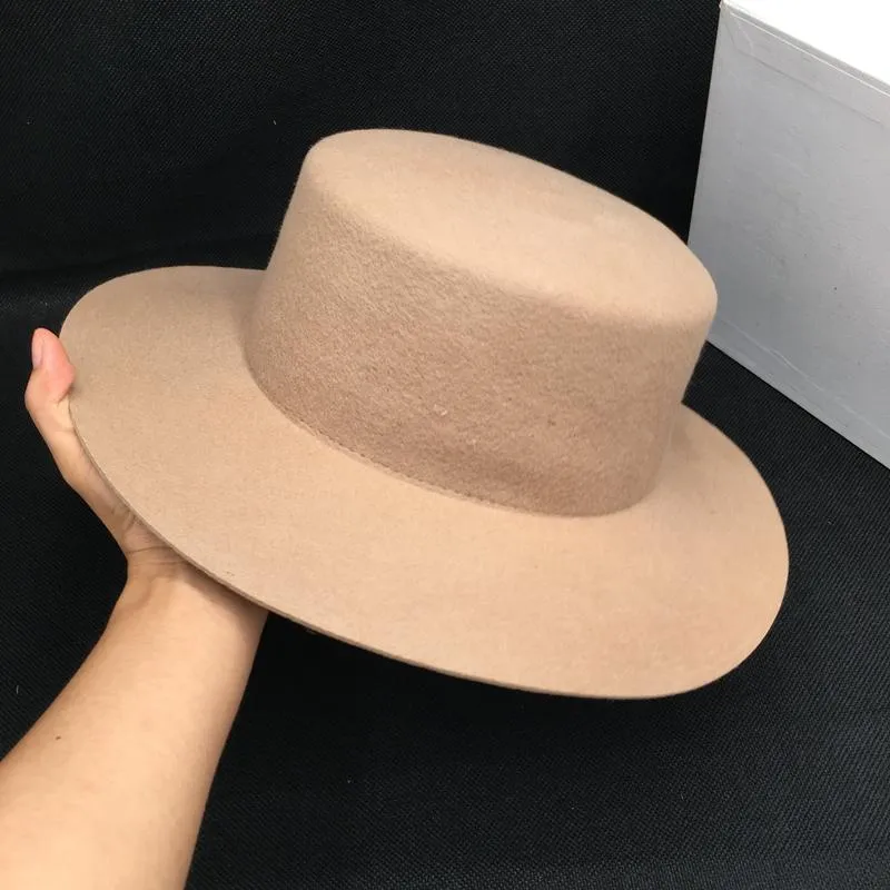 Stingy Brim Hats About web celebrity with paragraph wool wide-brim flat-topped felt fashion bloggers temperament joker hat