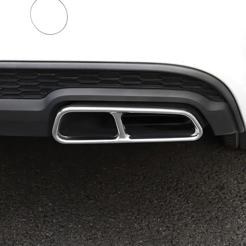 Car Exhaust Tail Pipes Decoration Frame For Audi A6 C7 2016-2018 Stainless Steel Tail Throat Pipe Modified Cover Trim248H