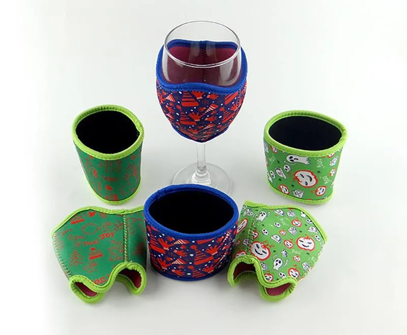 DIY Neoprene Wine Glass Sleeve Insulator Drink Holder Wine Glass Koozies for Festival Party Cups Coffee Cup Home Bar Products