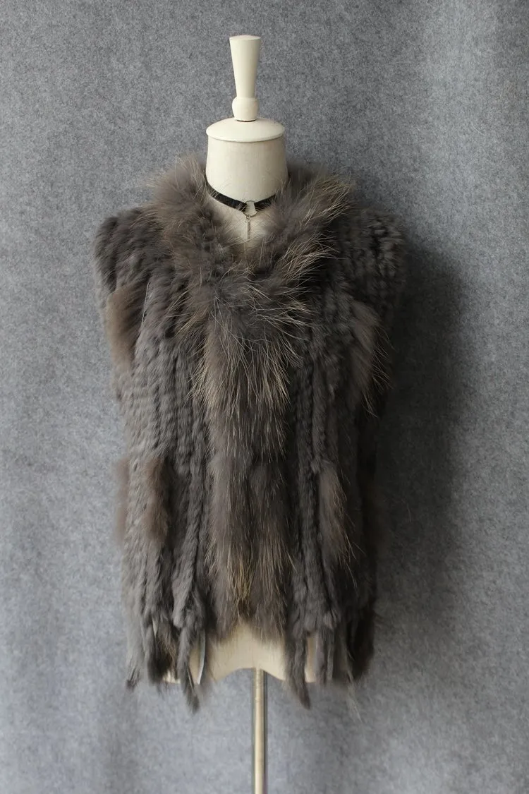 genuine real rabbit fur vest with raccoon fur collar (26)