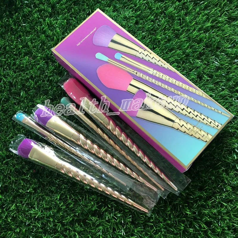 Makeup brushes sets cosmetics brush bright colors Rose Gold Spiral shank make up brush tools Powder Contour brushes 