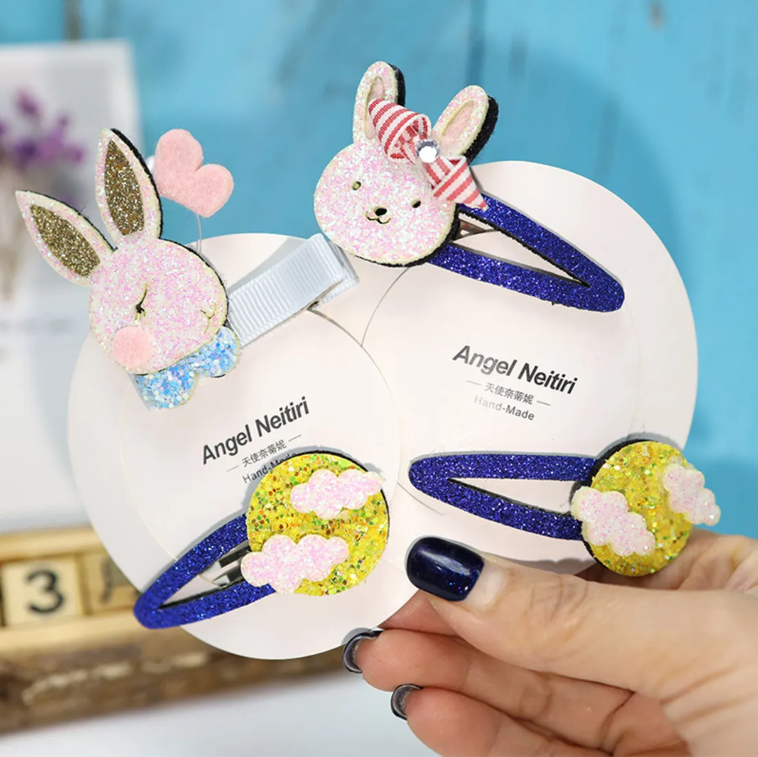 Koreaanse babymeisjes Cartoon Barrett schattig konijntje vlinder pailletten wolk Kinderen Haar Pin Fashion Children Party Hair Accessoire Rabbit Clip C5465