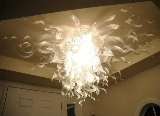 Nowoczesne Lampy Projekt Włoski Oświetlenie Biały Barwione żyrandole sufitowe z żarówkami LED Ręcznie dmuchane szklany żyrandol