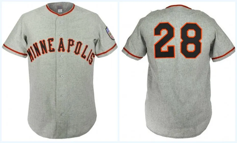 Minneapolis Millers 1951 Road Jersey qualquer jogador ou número costurado em todos