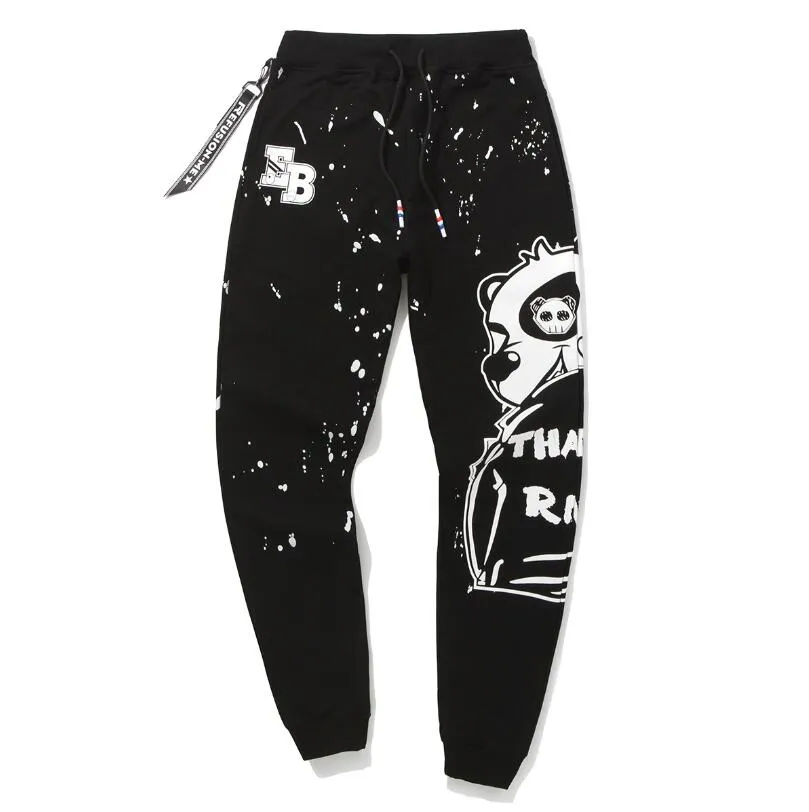 Designer mens byxor mode kreativa tryck sweatpants svart sport hip hop manlig jogging byxa gratis frakt