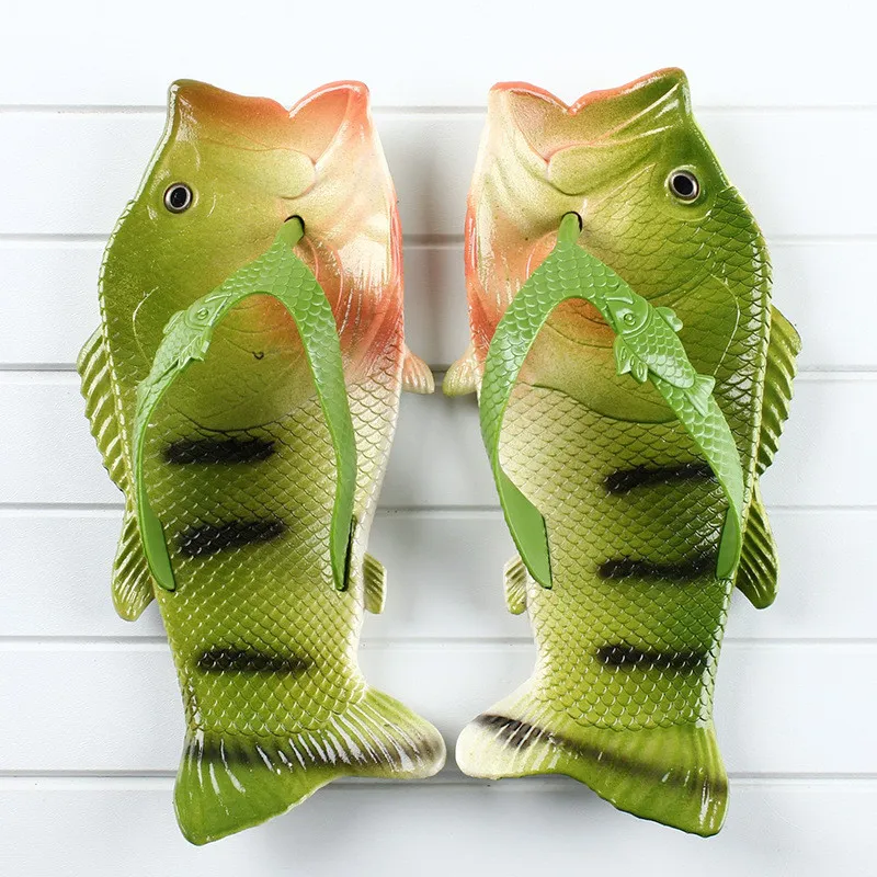 패션 아이 물고기 슬리퍼 재미 있은 부모 - 자식 신발 성격 물고기 슬리퍼 크리 에이 티브 비치 신발 플립 플롭 슬리퍼