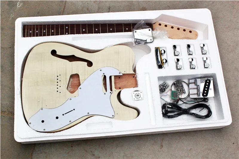 Heißer Verkauf Whole Hardware Semi-Hollow Body E-Gitarre mit weißem Schlagbrett, Palisander Griffbrett, kann als Ihr Antrag besonders angefertigt werden