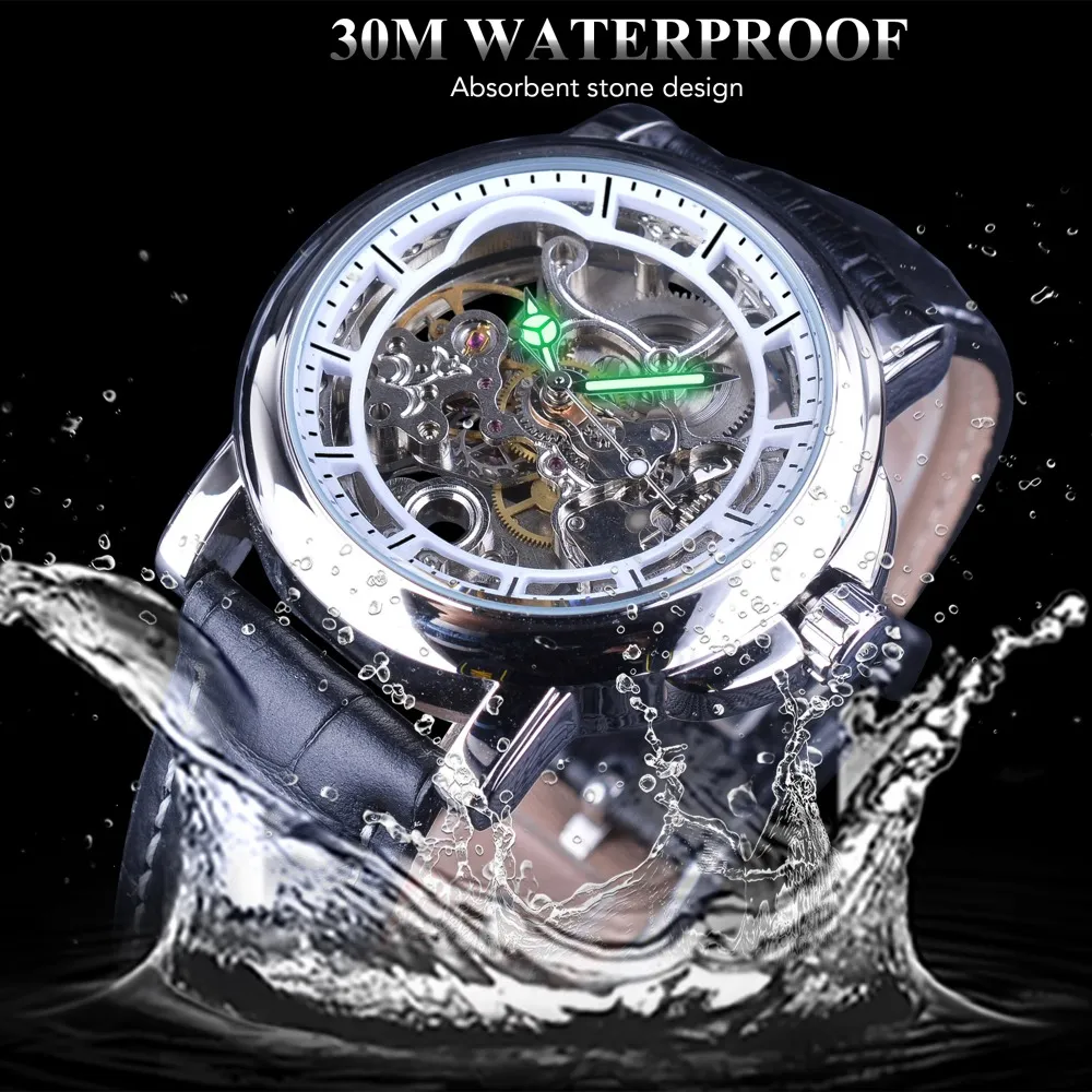 Orologio Forsining Movimento Ad Ingranaggi Impermeabile Orologio Da Uomo In Vera Pelle Trasparente Scheletro Orologi Meccanici Automatici Top Brand Di Lusso Da 73 37 DHgate