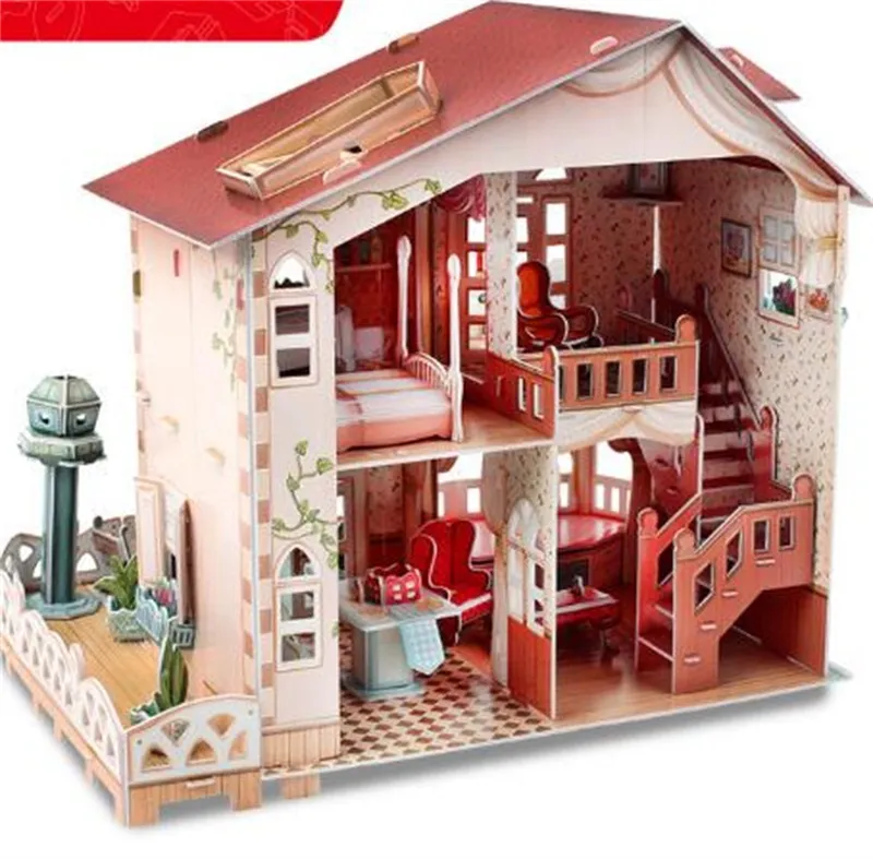 Mini Maison Miniature DIY Rétro LED Villa À Décoratif Artisanat Maison s de  Construction pour