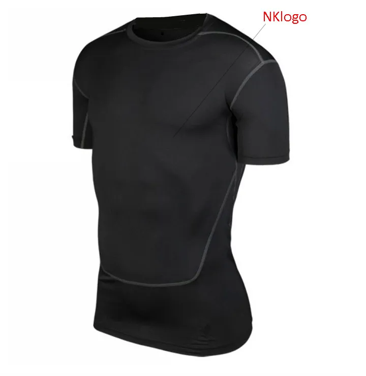 NYHET 2019 sommar smal aktiv sport tights jogging löpning GYM träning fotboll basket t-shirt svett snabbtorkande toppar t-shirts herr