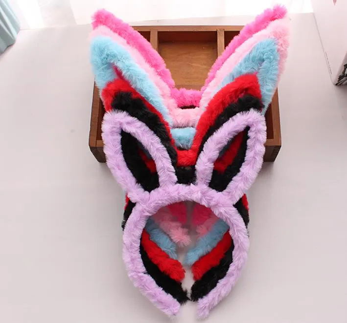 6 Cerchietti Con Orecchie Da Coniglio In Peluche Colorate – Morbidi E Pieghevoli Per Feste, Cosplay, Pasqua