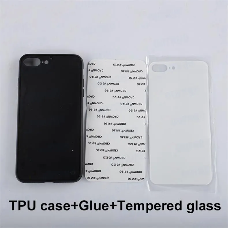 Étui en verre trempé imprimé vierge avec ruban adhésif pour couverture de transfert de chaleur par Sublimation pour iPhone Xs Max Xr Xs X 7 Plus