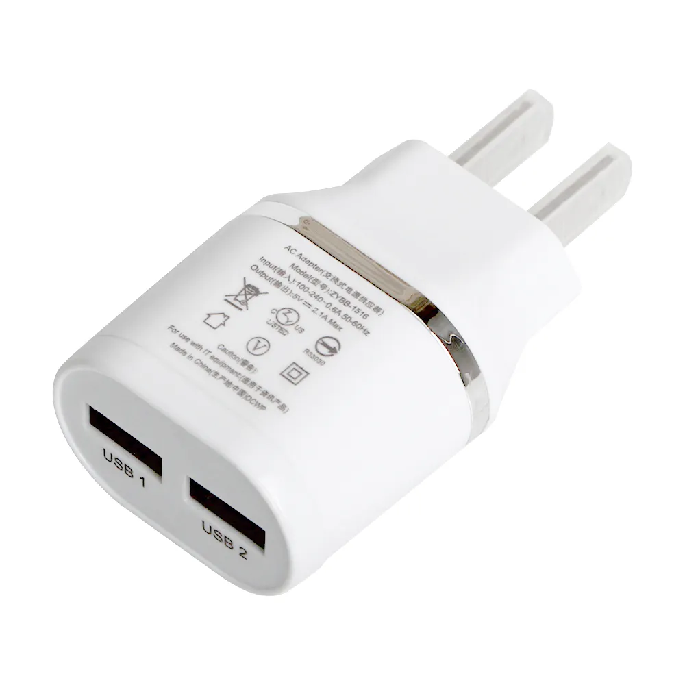 Färgrik 5V 2A 2PORT Dual USB EU-kontakt Väggladdare Hem Travel Power Adapter Cargador de Celular för Android Telefon 500ps