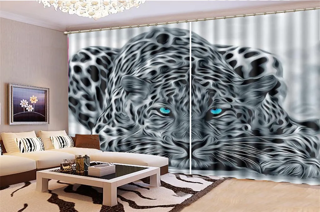 Groothandel 3D blackout gordijn knielende tijger woonkamer slaapkamer mooie praktische verduisteringsgordijnen