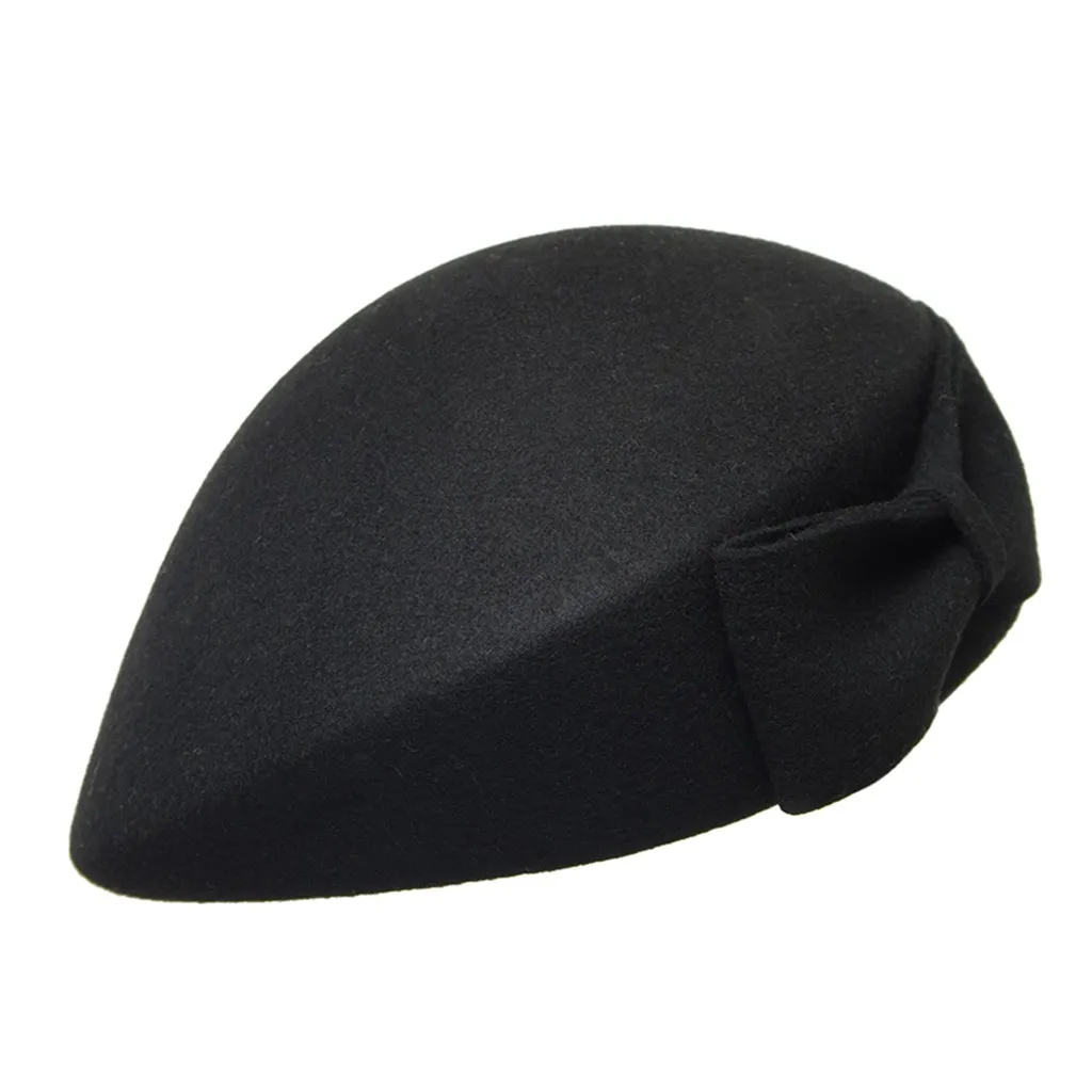 أزياء المرأة قبعة قبعة الإناث الأزياء الصوف الصلبة السيدات القبعات الفرنسية نمط باي خمر سقف القوس حزب الدافئة L30828