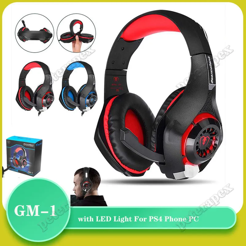 Casque de jeu GM-1 3.5mm casque de jeu réglable écouteur casque avec microphone lumière LED pour téléphone PS4 PC