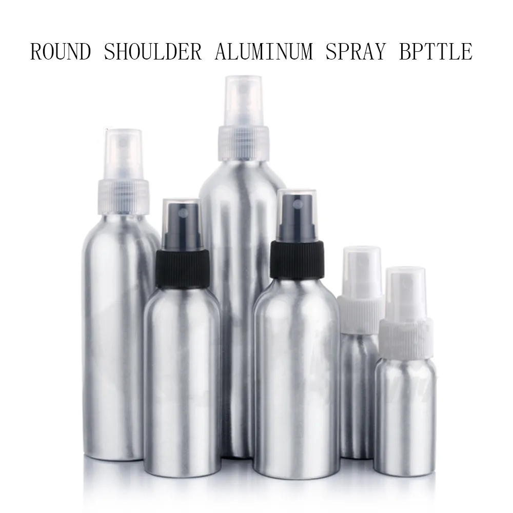 10pcs Aluminum Pump Sprayer Bottle Mist Dispenser Makeup Spray Atomizer Aluminium Containers 30ml 50ml 100ml 120ml 150ml 250ml
