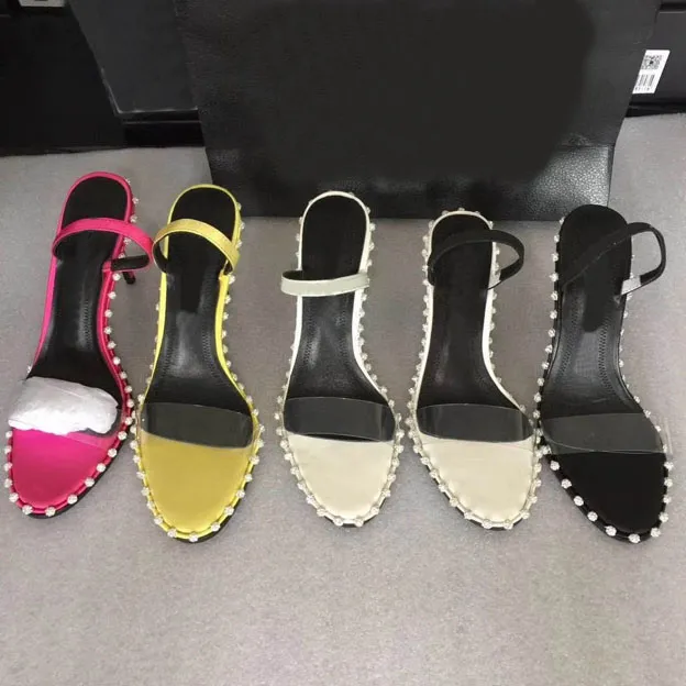 2020 Europa und Amerika neue PVC-Damenperlen, Diamantsandalen Mädchen Verlobungskleid High Heels Sandalen Strandsandalen 0101