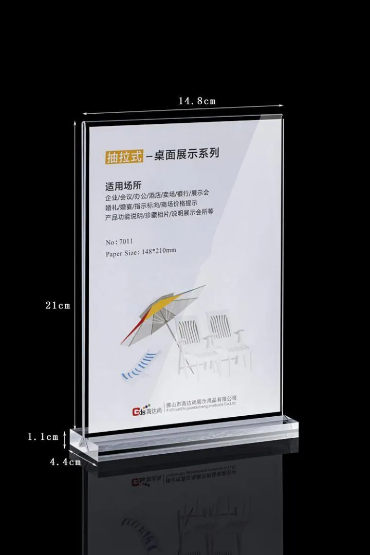 Table Display Card A5 Clear Acrylic T Type Table Card Display Brand Wine Water Card ...