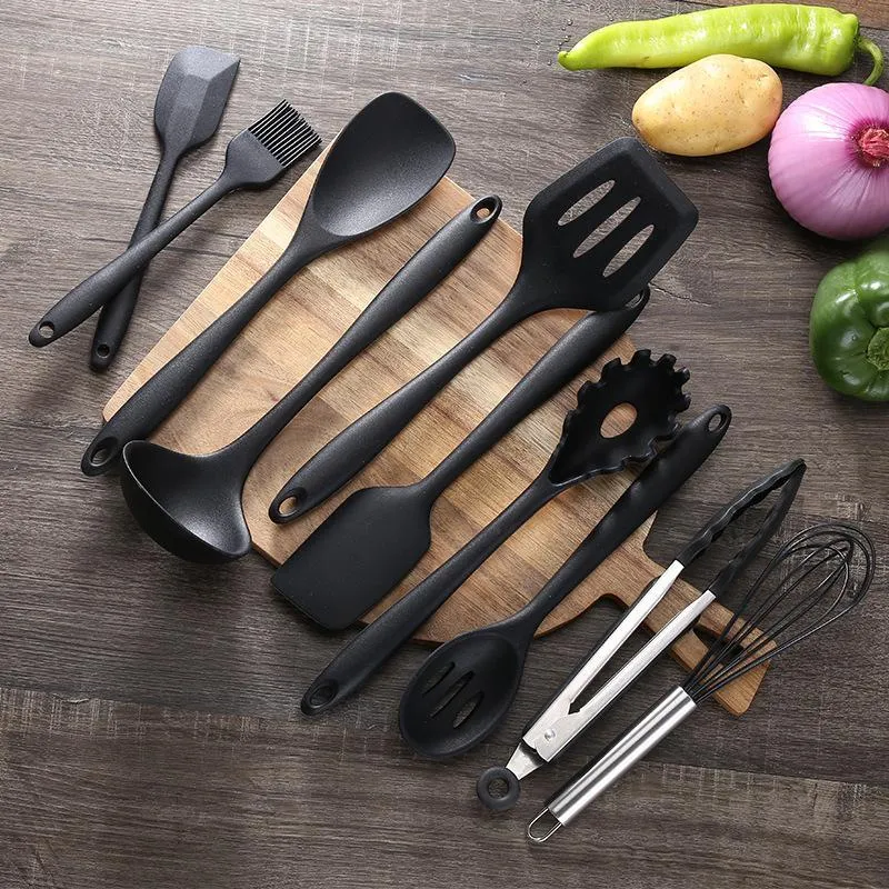 10st Kitchen Silikon Non-stick matlagning Spoon Spatel Ladle Egg Beaters Utensils Serveware Set Matlagningsverktyg Tillbehör Tillbehör