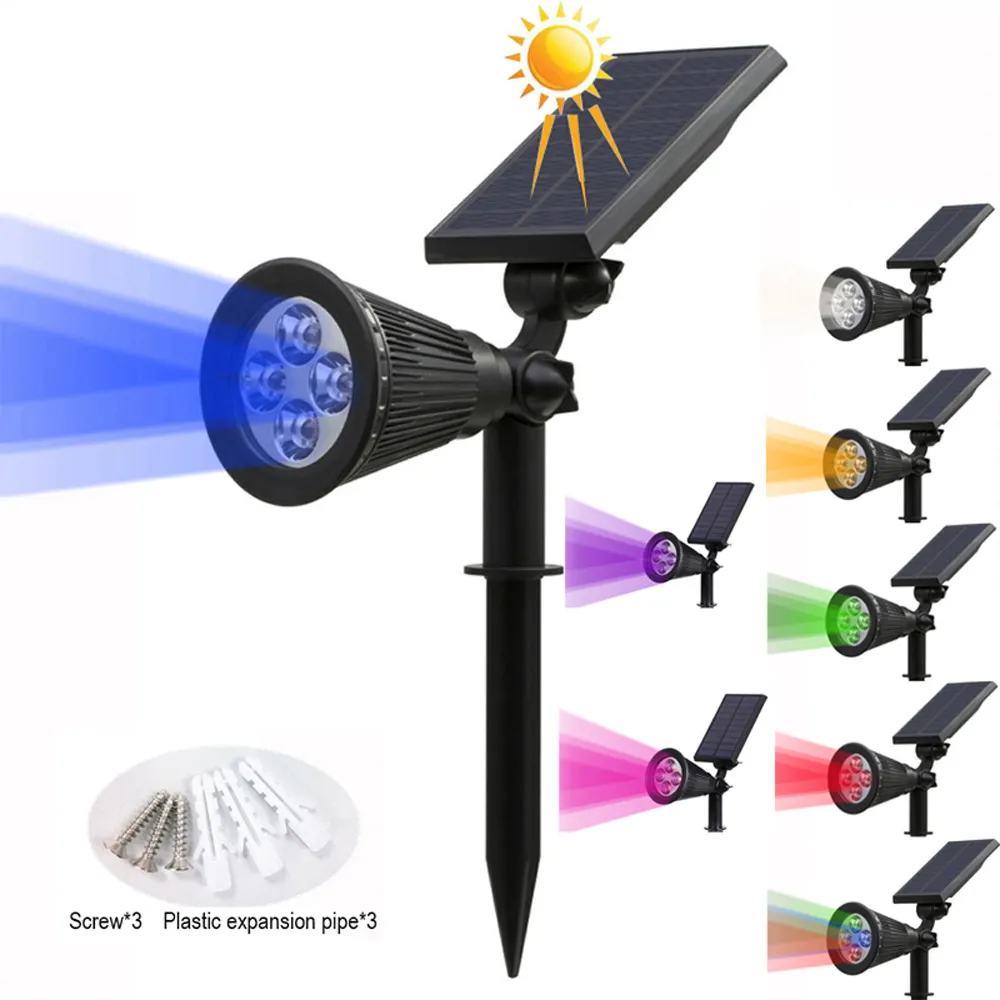 Neue solarbetriebene LED-Lampe, verstellbar im Boden, IP65, wasserdicht, Landschaftswandleuchte, Außenbeleuchtung, Rasenstrahler, bunte Wandleuchte