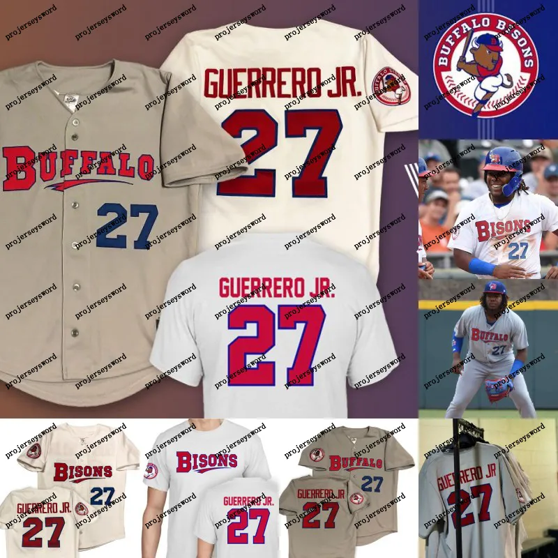 Buffalo Bisons 27 Vladimir Guerrero Jr. Jersey All STITCHED Hafdery Logos Vladimir Guerrero Jr. Baseball Jerseys Bezpłatna wysyłka S-XXXL