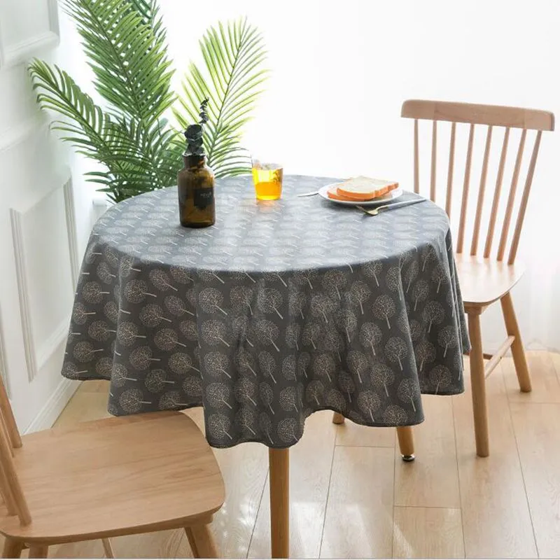 grey tree round dining coffee table cloth cotton linen fabric tablecloth cover shabby chic wedding party decoration