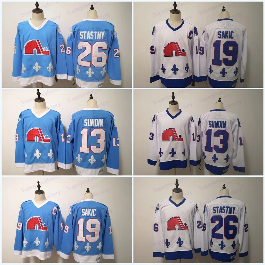 Quebec Nordiques Winter Classic Maglie Mens 19 Joe Sakic 13 Mats Sundin 26 Peter Stastny Maglie da hockey su ghiaccio Disponibile Spedizione veloce