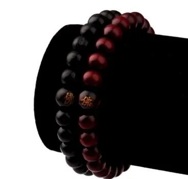 Bracciale Moda Gioielli con perline Uomo Braccialetti con perline di legno marrone nero Sandalo Buddismo Buddha Meditazione Uomo Gioielli Hip Hop per uomo