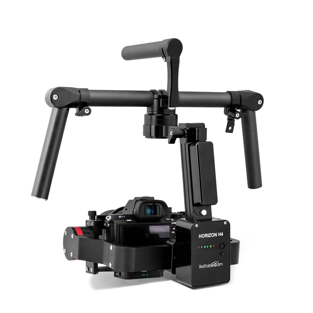 Livraison gratuite Horizon H4 Stabilisateur de caméra portable à cardan 3 axes sans balais Steadicam pour A7sII, A7RII, A7, GH4, G7, BMPCC, Samsung N