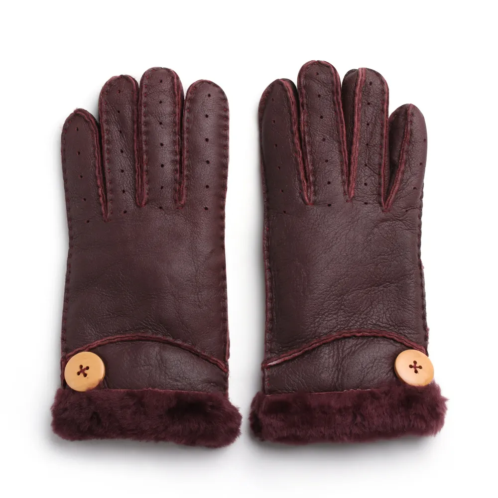 Gants d'hiver chaud de la mode 1Pair de mode 1Pair Sheewekin un épaississant doigt respirant des gants de mouton à la main 6 couleurs