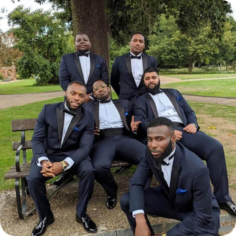 Men Groomsmen Black Tux DALTON Black Tux Lapel Three Piece Suit