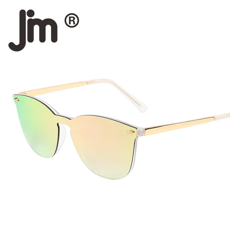 Sin montura de la de una pieza espejada reflectante plana de sol mujeres