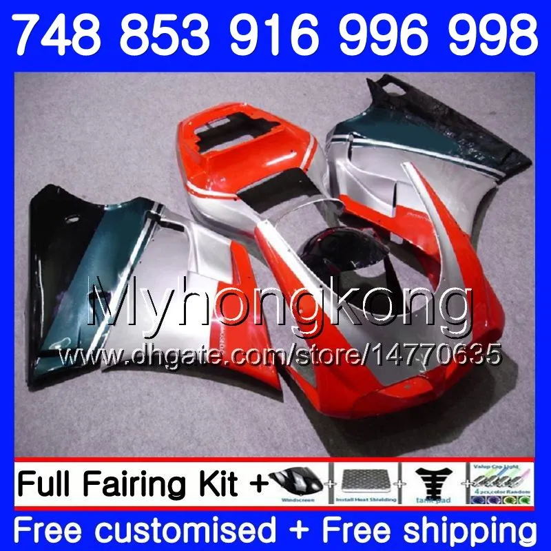 Kit para DUCATI vermelho prateado 748S 748 853 916 996 998 S 94 94 00 01 02 327HM.45 853S 916R 996R 998S 748R 1994 1999 2000 2001 2002 Carenagem